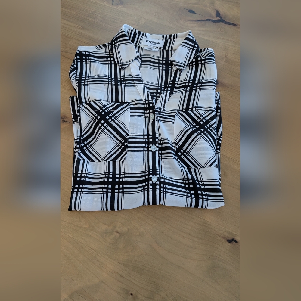 Express Monochrome Plaid Portofino Shirt